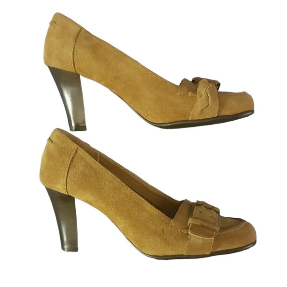 Aerosoles Roler Derby Heels Suede Tan Buckle‎ size 10 - Picture 1 of 10